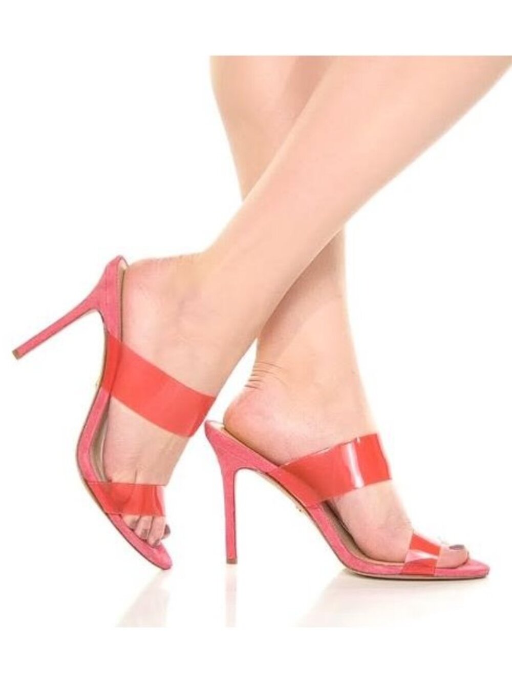 VERONICA BEARD Women's Asha Mid-Heel Sandal Size 5.5M In Coral Suede